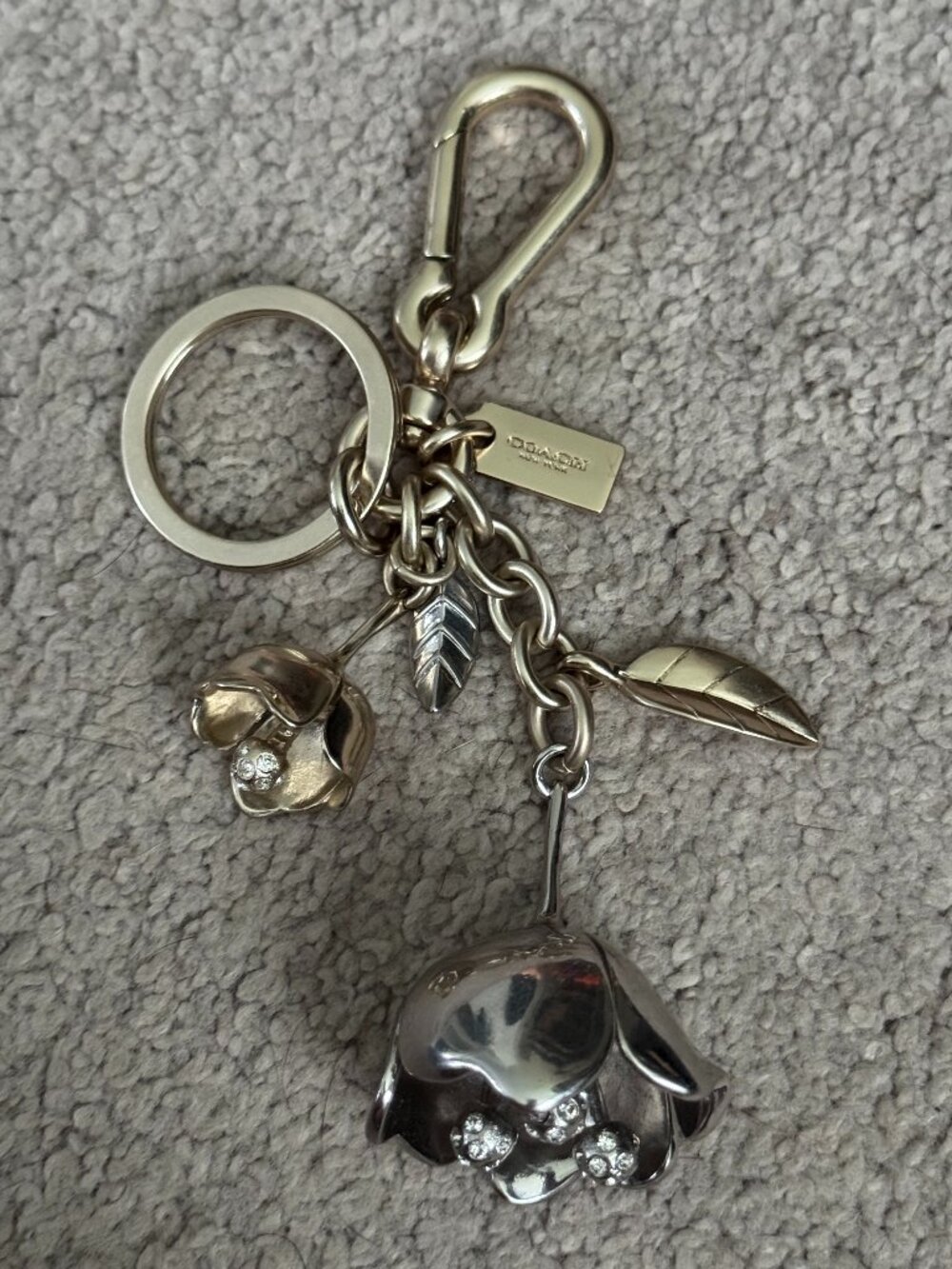 RARE Coach metal tea rose charm, EUC, has all crystals